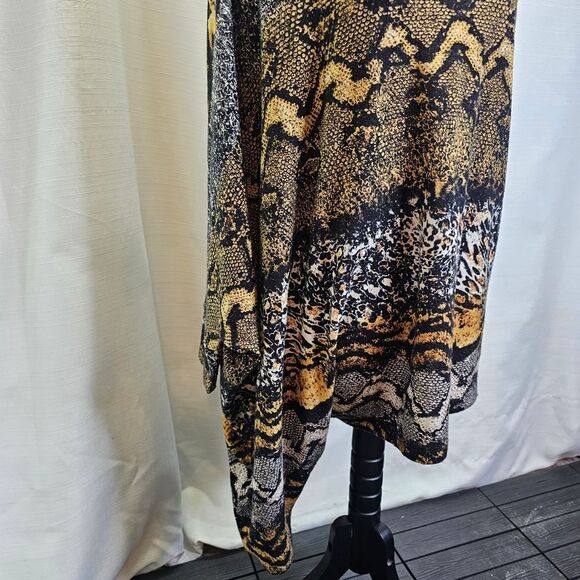Simon Chang Yellow And Black Snakeskin Asymmetrical Top Size Small - Picture 3 of 10
